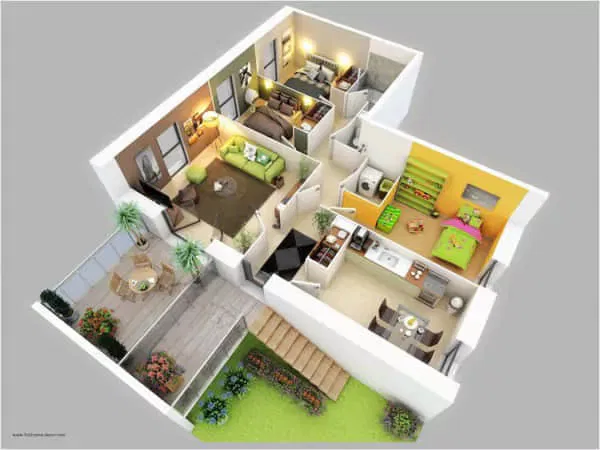 denah rumah 6x8 3 kamar