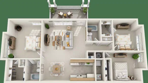 denah rumah 6x8 3 kamar