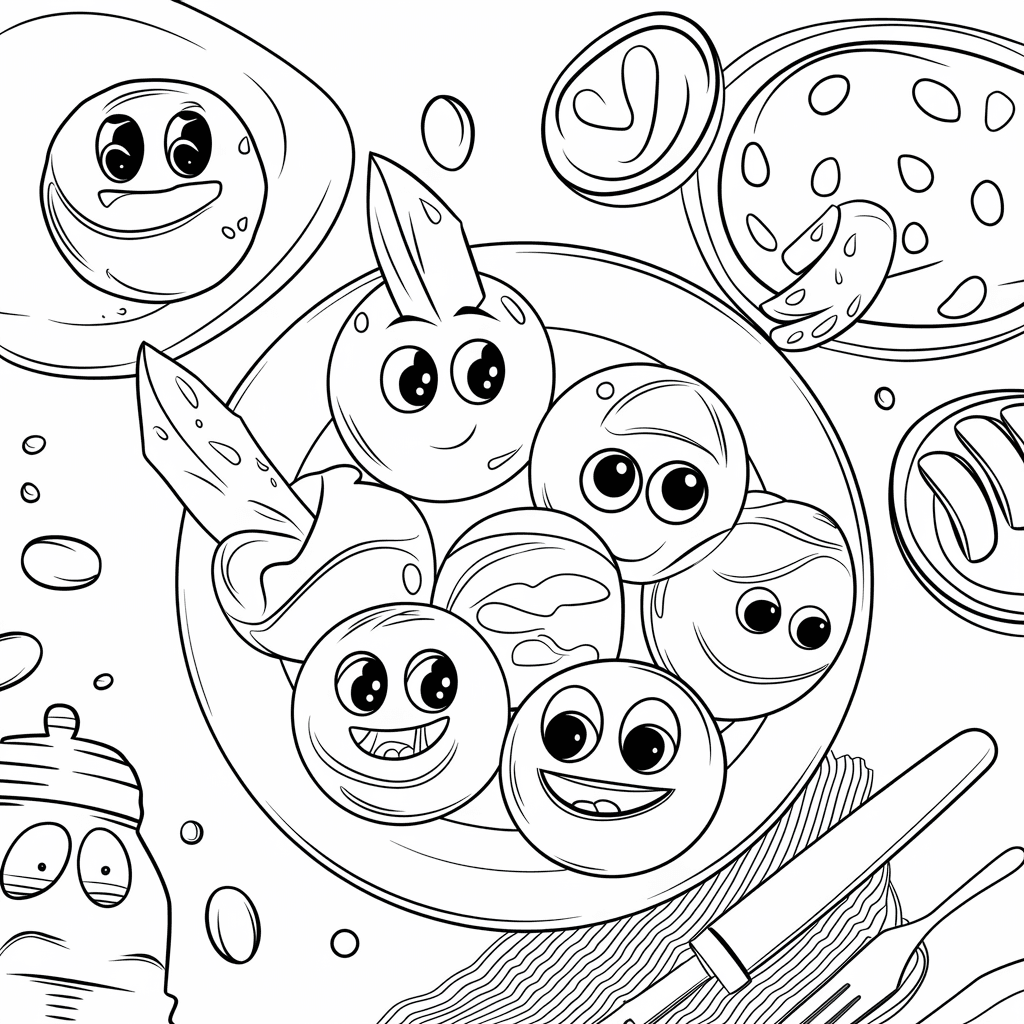 gambar makanan yang belum diwarnai