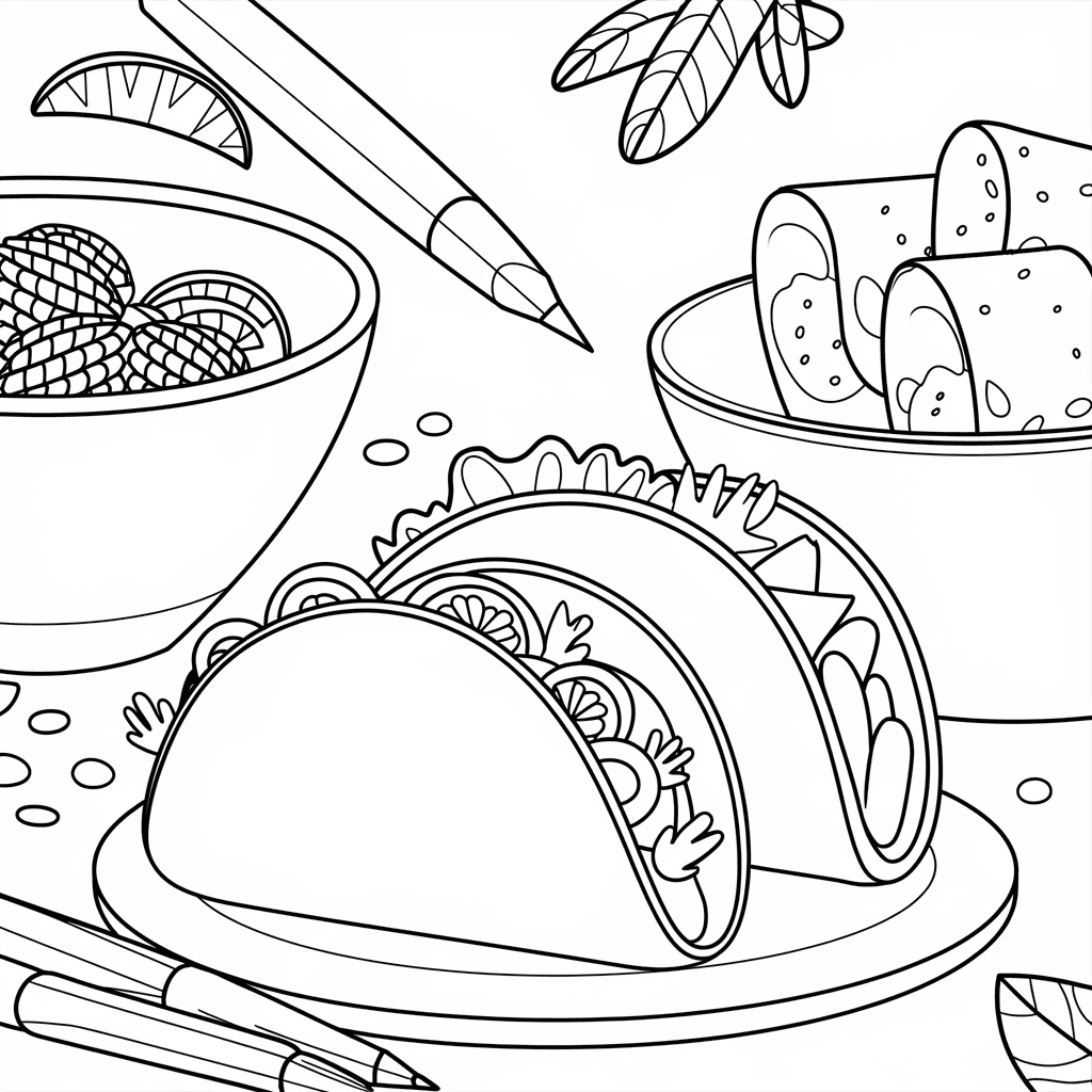 gambar makanan yang belum diwarnai