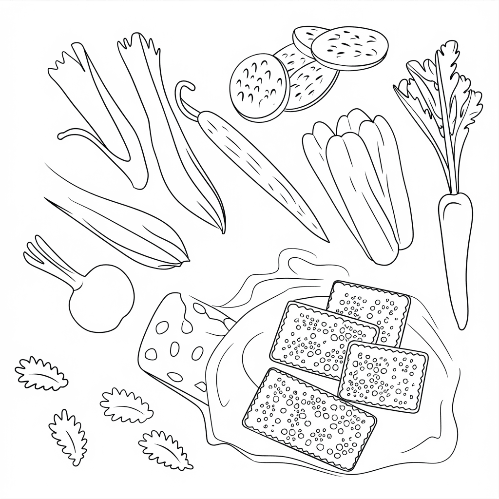 gambar makanan yang belum diwarnai