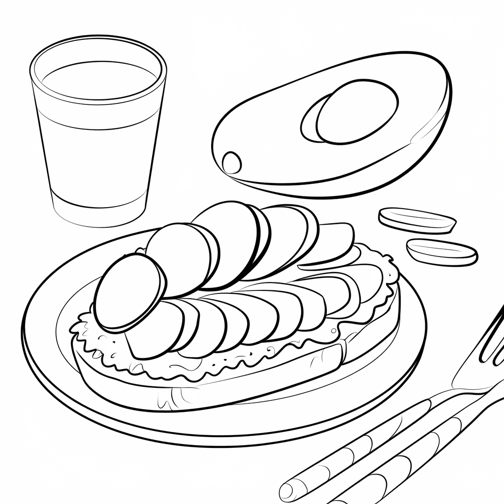 gambar makanan yang belum diwarnai