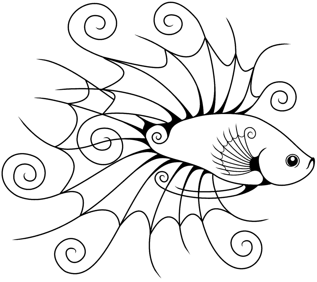 sketsa ikan cupang